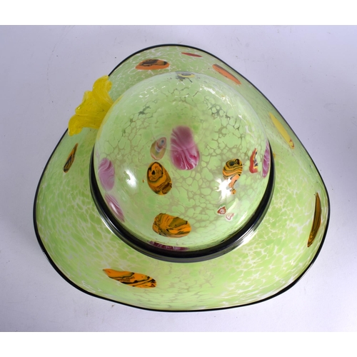 2 - A LOVELY STUDIO ART GLASS MURANO FRUIT BOWL in the form of a hat. 35 cm x 18 cm.