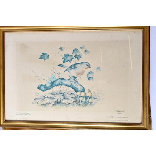 212 - Royal Worcester nine limited edition bird prints by Edward Townsend dated 1975, in good modern gilt ... 