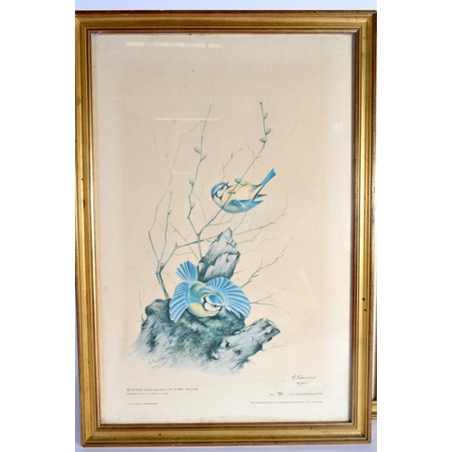 212 - Royal Worcester nine limited edition bird prints by Edward Townsend dated 1975, in good modern gilt ... 