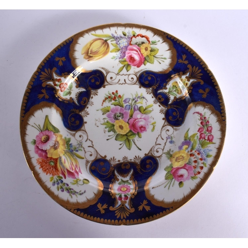 217 - Early 19th century Coalport plate painted by Wm. Billingsley in Sevres style with three gilded carto... 