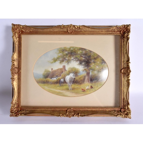 225 - Late 20th century Ex-Royal Worcester artist Melvyn Holloway fine plaque painted with horses and shee... 