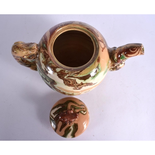 23 - A LARGE EARLY 19TH CENTURY BRITISH AGATE WARE TEAPOT AND COVER of naturalistic form. 24 cm x 18 cm.