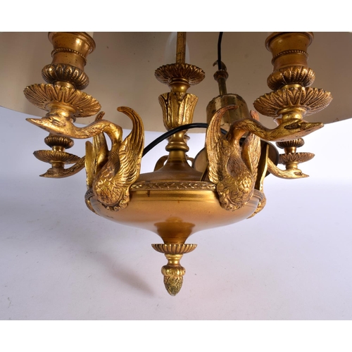 250 - A FRENCH EMPIRE STYLE HANGING BIRD HEAD CHANDELIER. 55 cm x 33 cm.