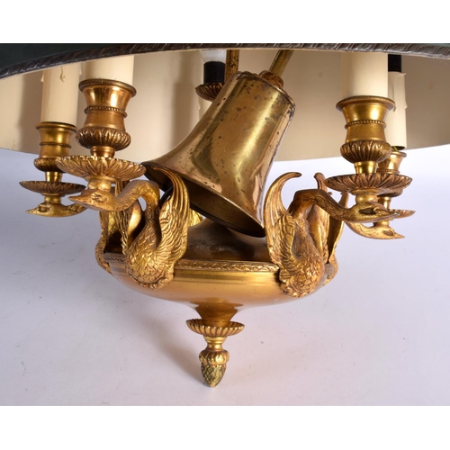 250 - A FRENCH EMPIRE STYLE HANGING BIRD HEAD CHANDELIER. 55 cm x 33 cm.