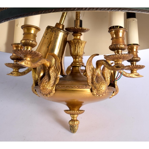 250 - A FRENCH EMPIRE STYLE HANGING BIRD HEAD CHANDELIER. 55 cm x 33 cm.