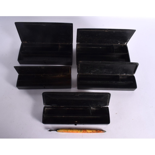 257 - 5 VINTAGE PEN BOXES. Largest 30 cm long. (5)