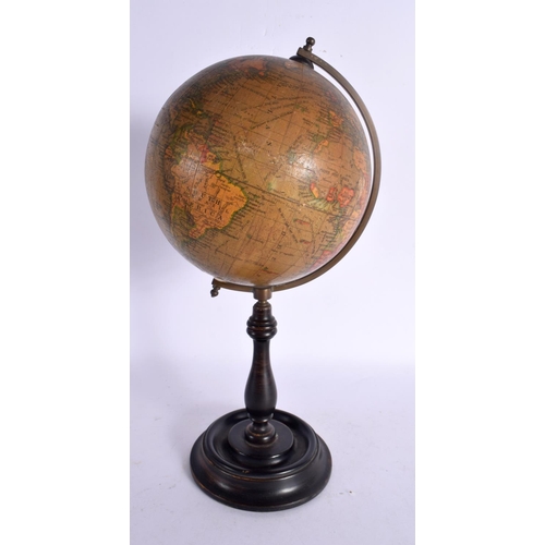 259 - A VINTAGE 6INCH TERRESTRIAL GLOBE. 34 cm high.