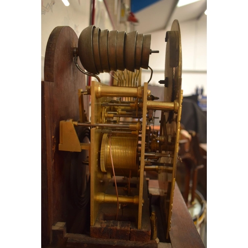 275 - A LATE VICTORIAN/EDWARDIAN MAHOGANY GRANDMOTHER CLOCK playing on eight bells, with moon aperture and... 