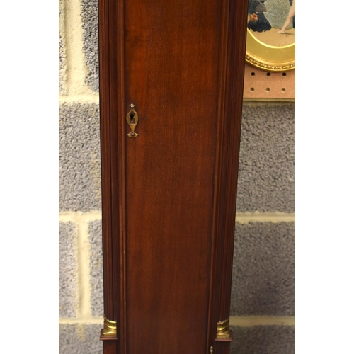 275 - A LATE VICTORIAN/EDWARDIAN MAHOGANY GRANDMOTHER CLOCK playing on eight bells, with moon aperture and... 