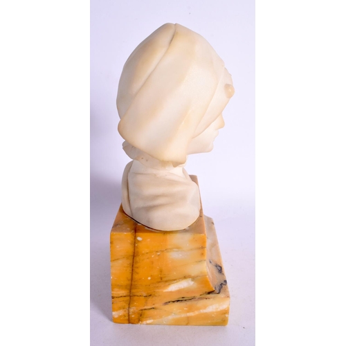 297 - AN ART DECO MARBLE AND ALABASTER BUST. 17 cm x 10 cm.