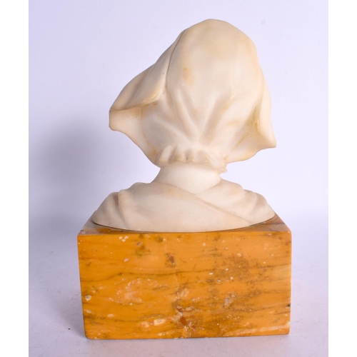 297 - AN ART DECO MARBLE AND ALABASTER BUST. 17 cm x 10 cm.