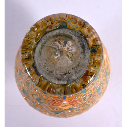 35 - A STYLISH ENAMELLED GLASS VASE in the manner of Lobmeyr. 10 cm x 3.5 cm.