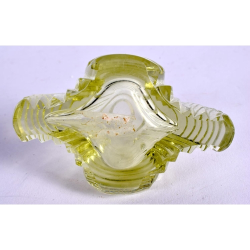 37 - A LOVELY FRENCH ART DECO GLASS SCENT BOTTLE AND STOPPER decorated with a nude female. 18 cm x 7 cm.