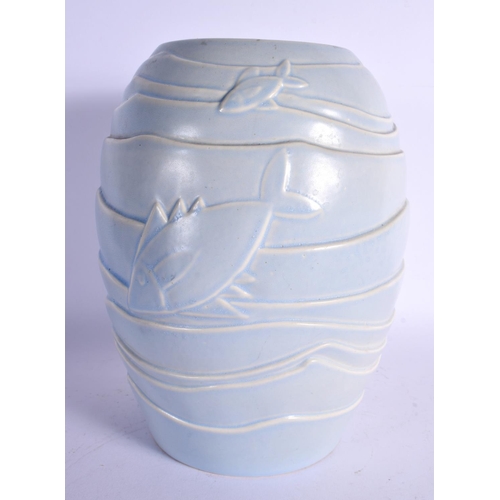 39 - A LARGE BRETBY POTTERY ART DECO VASE. 25 cm x 15 cm.