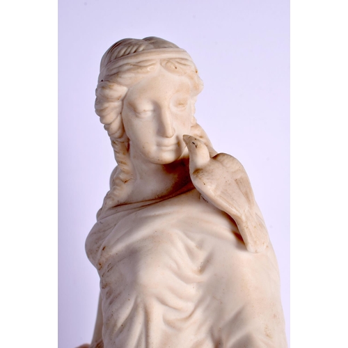 64 - AN ANTIQUE PARIAN WARE FIGURE OF A FEMALE. 33 cm x 10 cm.