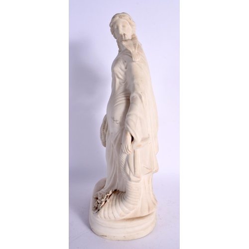 64 - AN ANTIQUE PARIAN WARE FIGURE OF A FEMALE. 33 cm x 10 cm.