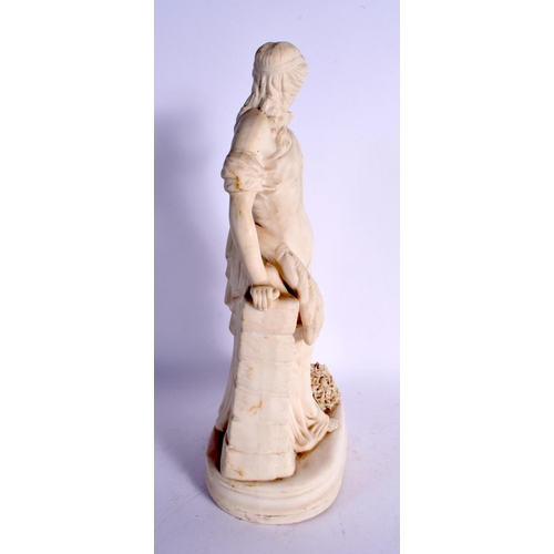 64 - AN ANTIQUE PARIAN WARE FIGURE OF A FEMALE. 33 cm x 10 cm.