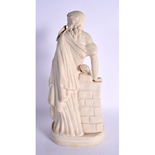 64 - AN ANTIQUE PARIAN WARE FIGURE OF A FEMALE. 33 cm x 10 cm.