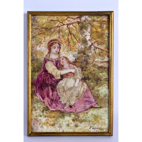 70 - A 19TH CENTURY FRENCH PAINTED PORCELAIN PANEL BY EMILE LESSORE - MADONNA & CHILD (1805 - 1876) a vie... 