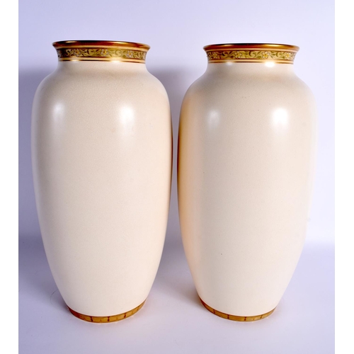 89 - A PAIR OF 19TH CENTURY DOULTON BURSLEM PORCELAIN VASES BY J.P HEWITT each vase with a semi nude fema... 