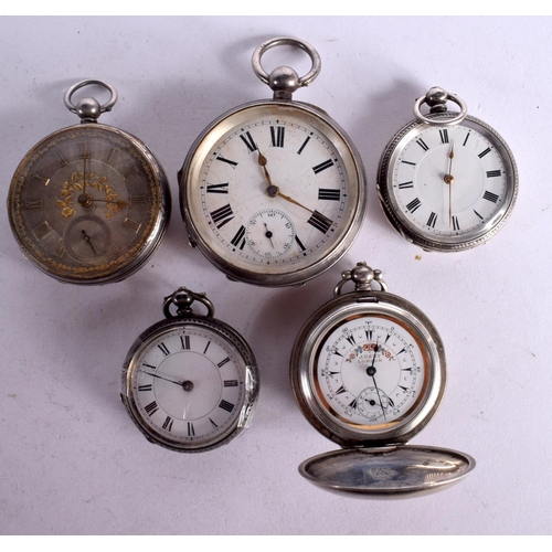 1080 - FIVE SILVER POCKET WATCHES  Hallmarked London 1852, Birmingham 1912, Stamped Argentine Silver and 80... 