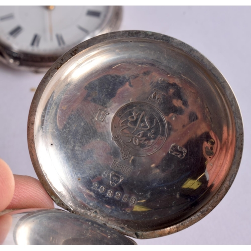 1080 - FIVE SILVER POCKET WATCHES  Hallmarked London 1852, Birmingham 1912, Stamped Argentine Silver and 80... 