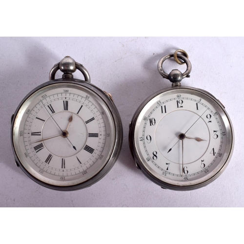 1081 - TWO CHESTER SILVER POCKET WATCHES.  Hallmarks for 1867 and 1901, Dial 5.9cm, total weight 303g (2)