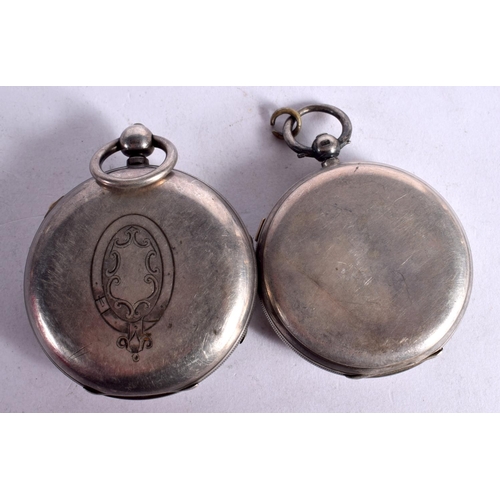 1081 - TWO CHESTER SILVER POCKET WATCHES.  Hallmarks for 1867 and 1901, Dial 5.9cm, total weight 303g (2)