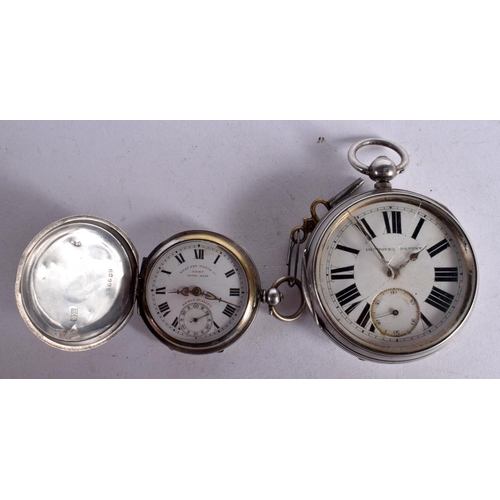 1086 - A LARGE CHESTER SILVER POCKET WATCH HALLMARKED 1890 TOGETHER WITH A WEST END WATCH COMPANY ARMY POCK... 