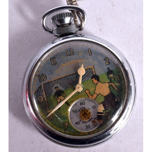 1088 - INGERSOLL AUTOMATON FOOTBALL POCKET WATCH. Dial 5cm