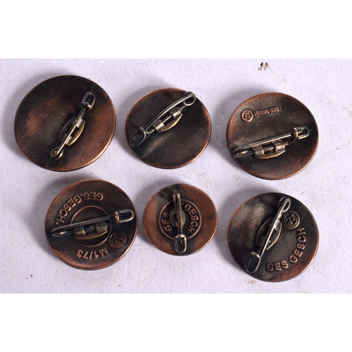 1097 - SIX GERMAN MILITARY BADGES.  Largest 2.6cm diameter (6)