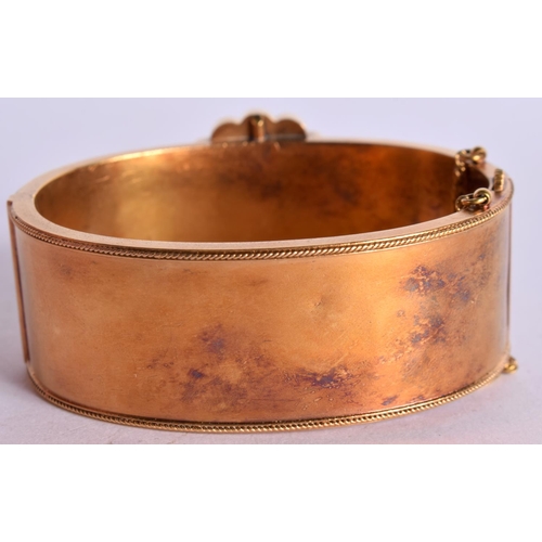 1105 - A HIGH CARAT VICTORIAN GOLD BANGLE.  Internal diameter 5.5cm x 4.2cm, weight 39.8g