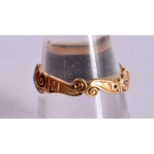 1246 - A VICTORIAN 18CT GOLD MOURNING RING BY ASTON AND SONS OF BIRMINGHAM, SET WITH ENAMEL AND A DIAMOND. ... 