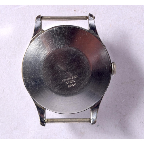 1250 - TRIPLE DATE MOONPHASE VINTAGE MENS STAINLESS STEEL 1950S WATCH.  Dial 3.4cm incl crown