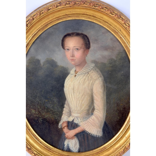 3874 - A 19th Century European School Framed oil on board of a female 30 x 25 cm.