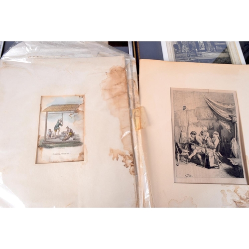 3878 - A group of framed antique etchings and a framed Oleograph  largest 28 x 38 cm (9)