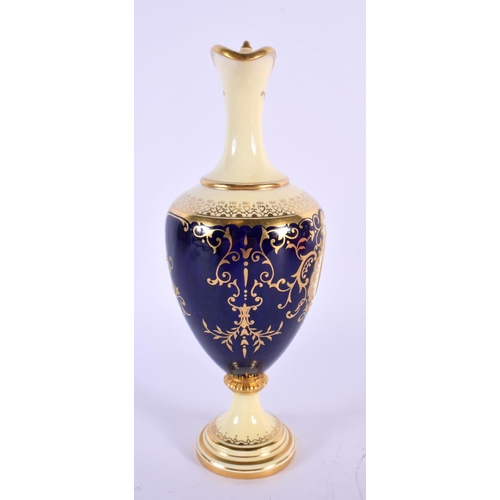 116 - Late 19th / early 20th century Coalport ewer with ivory and cobalt blue ground with raised gilding p... 