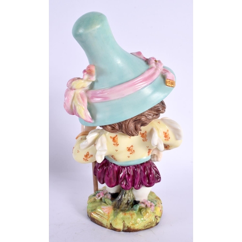 129 - Royal Worcester rare figure of a Mansion Dwarf standing wear a tall hat and steadying himself with a... 