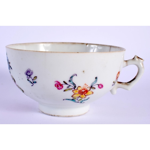 13 - A VERY RARE 18TH CENTURY CHINESE EXPORT FAMILLE ROSE TEACUP painted in London, possibly at the Giles... 