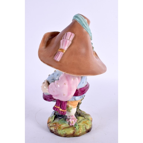 157 - Royal Worcester rare figure of a Mansion Dwarf standing wear a large hat and with a hand on his larg... 