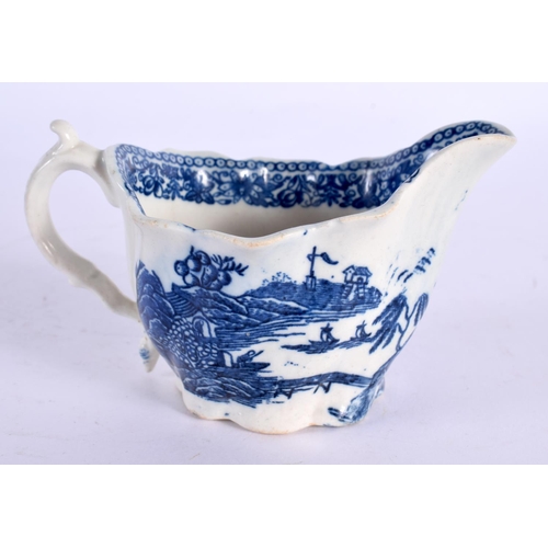 185 - 18th century Caughley  low Chelsea ewer printed with the Fenced garden pattern. 6cm High