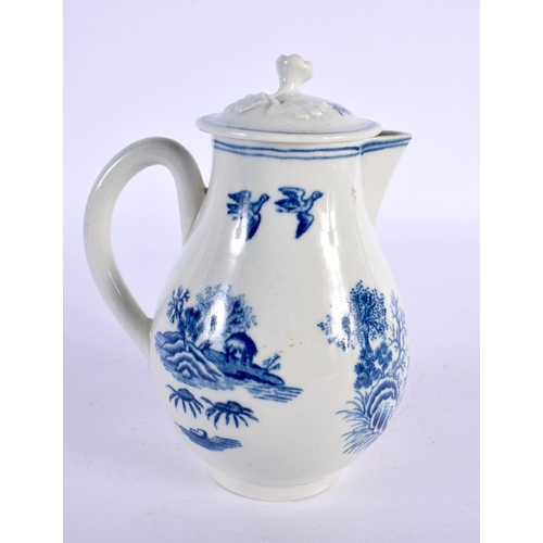 189 - 18th century good Worcester sparrow beak jug and cover printed with a chinoiserie landscape. 14cm Hi... 