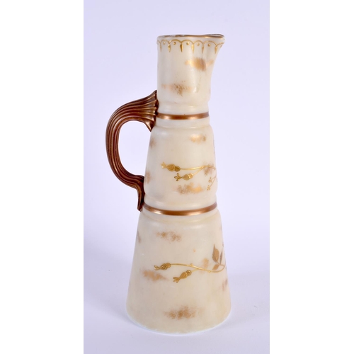 19 - A VERY RARE 19TH CENTURY OPALINE IMITATION BLUSH IVORY JUG in the manner of Royal Worcester. 23 cm h... 