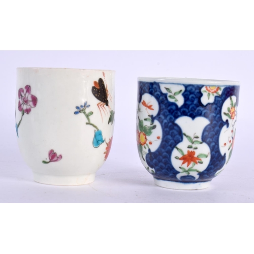 200 - 18th century Worcester coffee cup painted in kakiemon style with oriental flowers in gilt panels on ... 