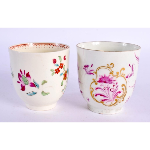 201 - 18th century Worcester coffee cup painted painted in Meissen style with puce and gilt flowers and an... 