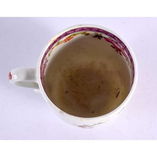 206 - 18th century Lowestoft Curtis style pattern coffee cup painted with a cornucopia of flowers. 6.5cm H... 