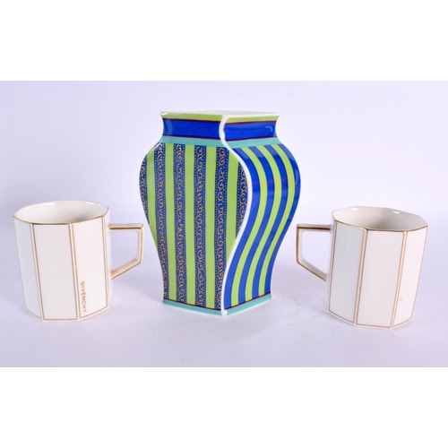 235 - Rosenthal studio linie, Tadao Amano Kusumam  vase, signed and two Givenchy octagonal  pair of cups... 