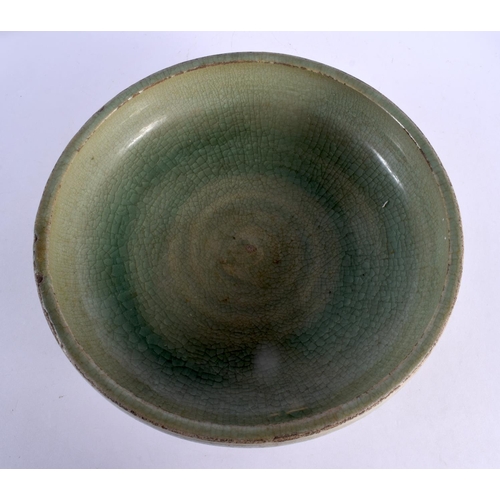 262 - A LARGE 16TH/17TH CENTURY CHINESE CELADON STONEWARE CENSER Ming/Qing. 26 cm x 12 cm.