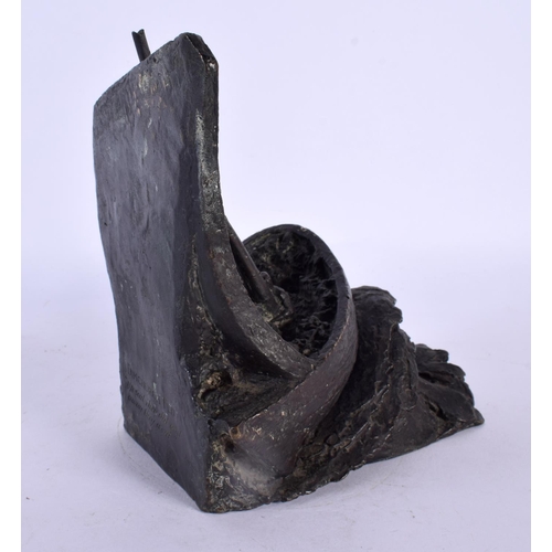 291A - British School (20th Century) Bronze, Dimchurch Flit, Sail boat. 14 cm x 16 cm.