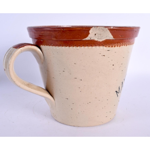 292A - AN ANTIQUE MAYPOLE DAIRY STONEWARE POT. 21 cm x 15 cm.